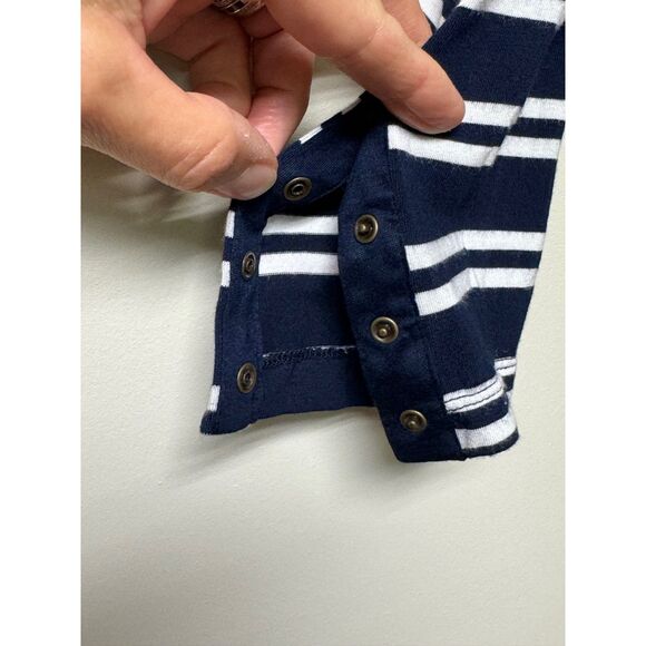 ANTHROPOLOGIE MAEVE Navy/White Striped Jersey Turtleneck Handkerchief Hem - Picture 8 of 12